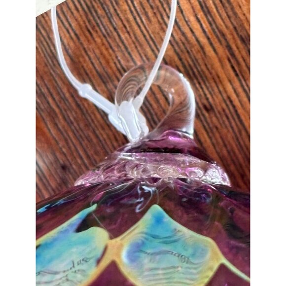 New Ornament Hand-Blown Glass Eye Studio Iridescent Purple Gold changeable Color - Picture 5 of 10